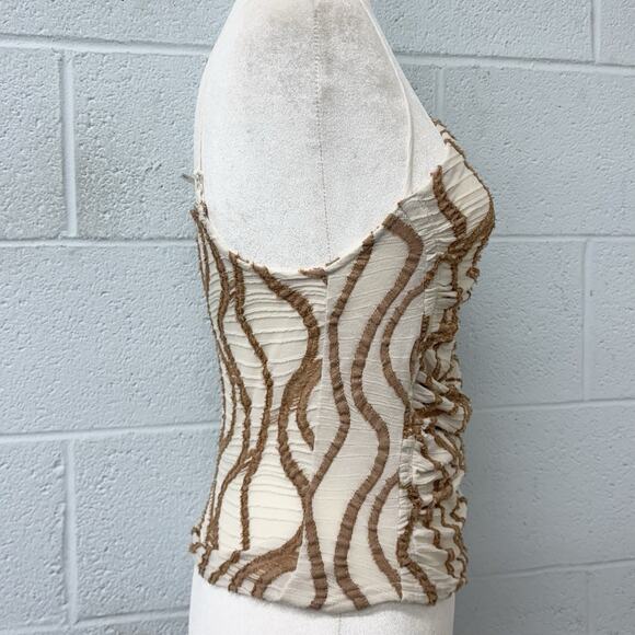 Free People Sand Dunes Cream And Tan Tank Size Small Stretchy Boho - Picture 6 of 10